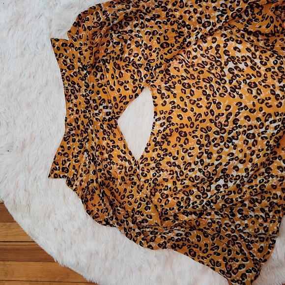 Minkpink orange and pink semi sheer cheetah print button down blouse - Picture 10 of 10